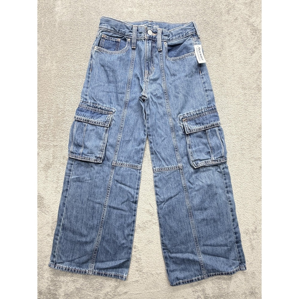 Old‎ Navy Jeans Girls 12 Blue Baggy Wide-Leg Relaxed Denim Medium Wash